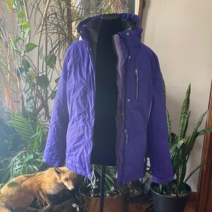 $105 3-n-1 winter coat girls size 12 14 ski rain puffer purple